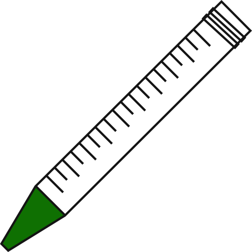 1/10  Green filled eppendorf tube with conical bottom and snap cap open -Flat Icon PNG