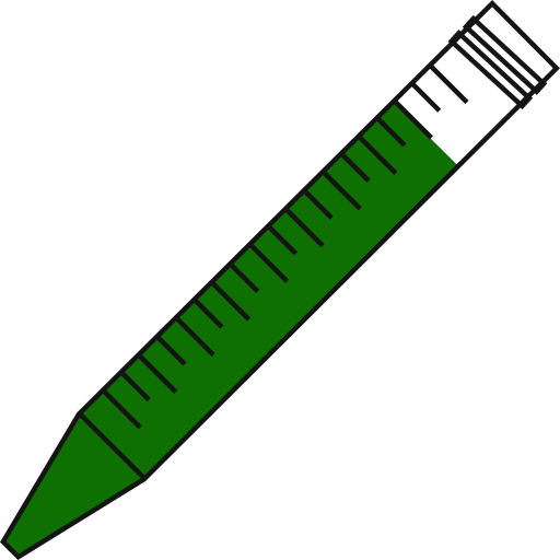   Green filled eppendorf tube with conical bottom and snap cap open - Lab icon-