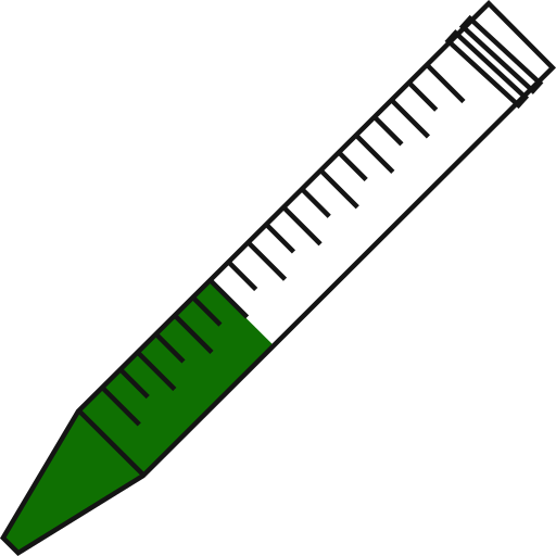 5/10  Green filled eppendorf tube with conical bottom and snap cap open -Flat Icon PNG