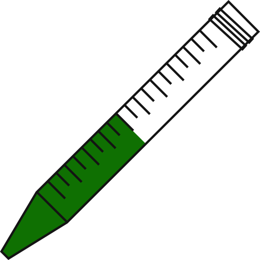 6/10  Green filled eppendorf tube with conical bottom and snap cap open -Flat Icon PNG