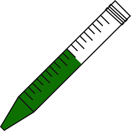 7/10  Green filled eppendorf tube with conical bottom and snap cap open -Flat Icon PNG