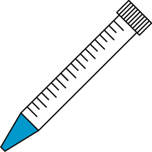 1/10  Light blue filled eppendorf tube with conical bottom and snap cap closed - Flat Icon PNG