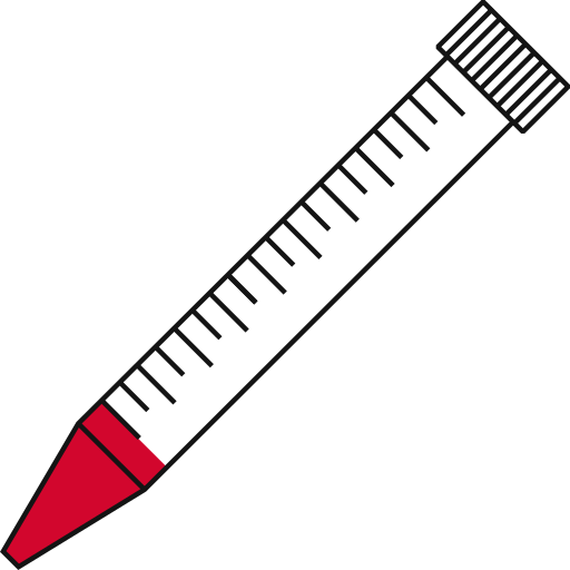 2/10  Red filled eppendorf tube with conical bottom and snap cap open - Flat Icon PNG