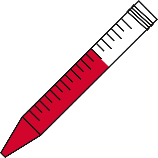 8/10  Red filled eppendorf tube with conical bottom and snap cap open -Flat Icon PNG