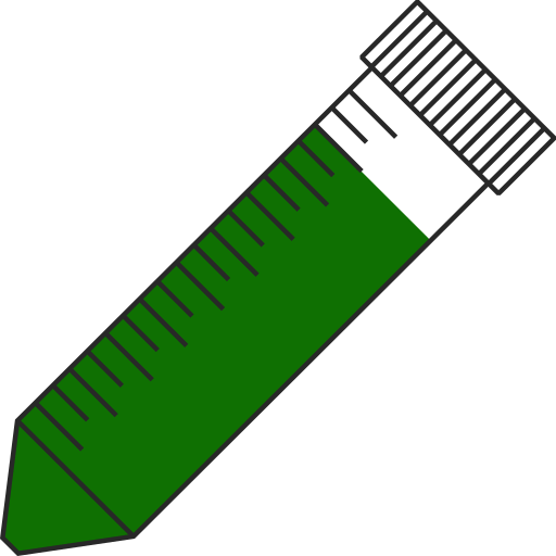   Green filled eppendorf tube with conical bottom and snap cap open - Flat Icon PNG-