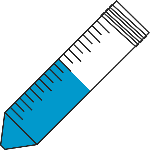 7/10  Light blue filled eppendorf tube with conical bottom and snap cap open -Flat Icon PNG