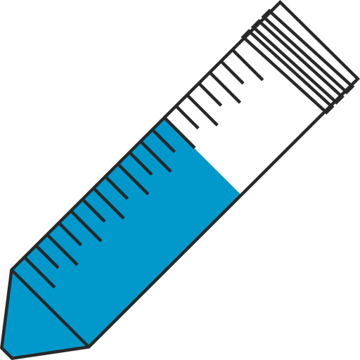 8/10  Light blue filled eppendorf tube with conical bottom and snap cap open -Flat Icon PNG