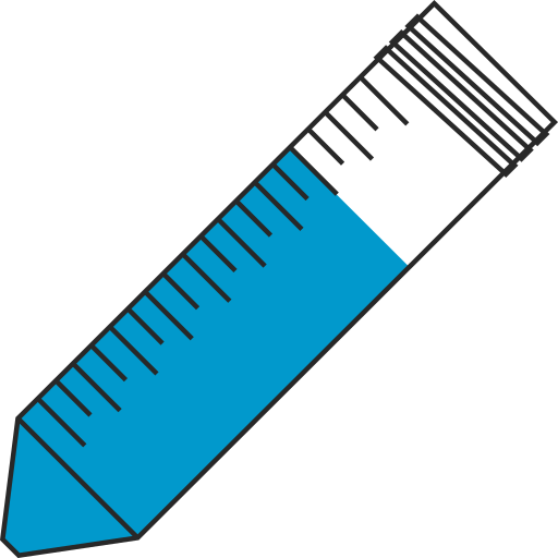 9/10  Light blue filled eppendorf tube with conical bottom and snap cap open -Flat Icon PNG