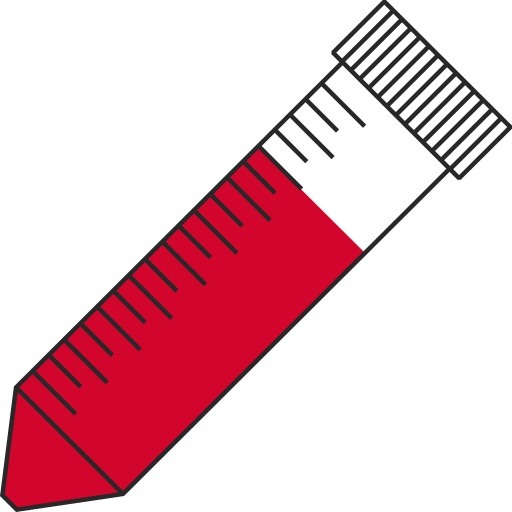 9/10  Red filled eppendorf tube with conical bottom and snap cap open - Flat Icon PNG