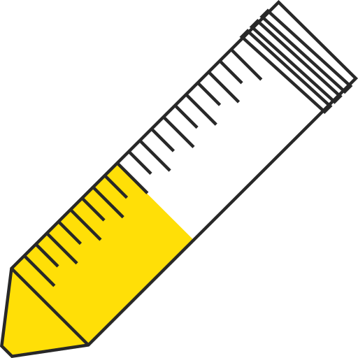 6/10  Yellow filled eppendorf tube with conical bottom and snap cap open -Flat Icon PNG