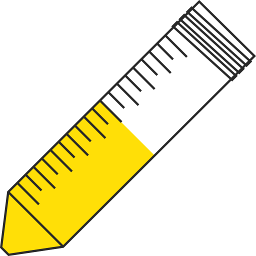 7/10  Yellow filled eppendorf tube with conical bottom and snap cap open -Flat Icon PNG