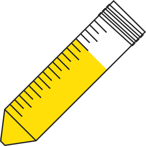 9/10  Yellow filled eppendorf tube with conical bottom and snap cap open -Flat Icon PNG