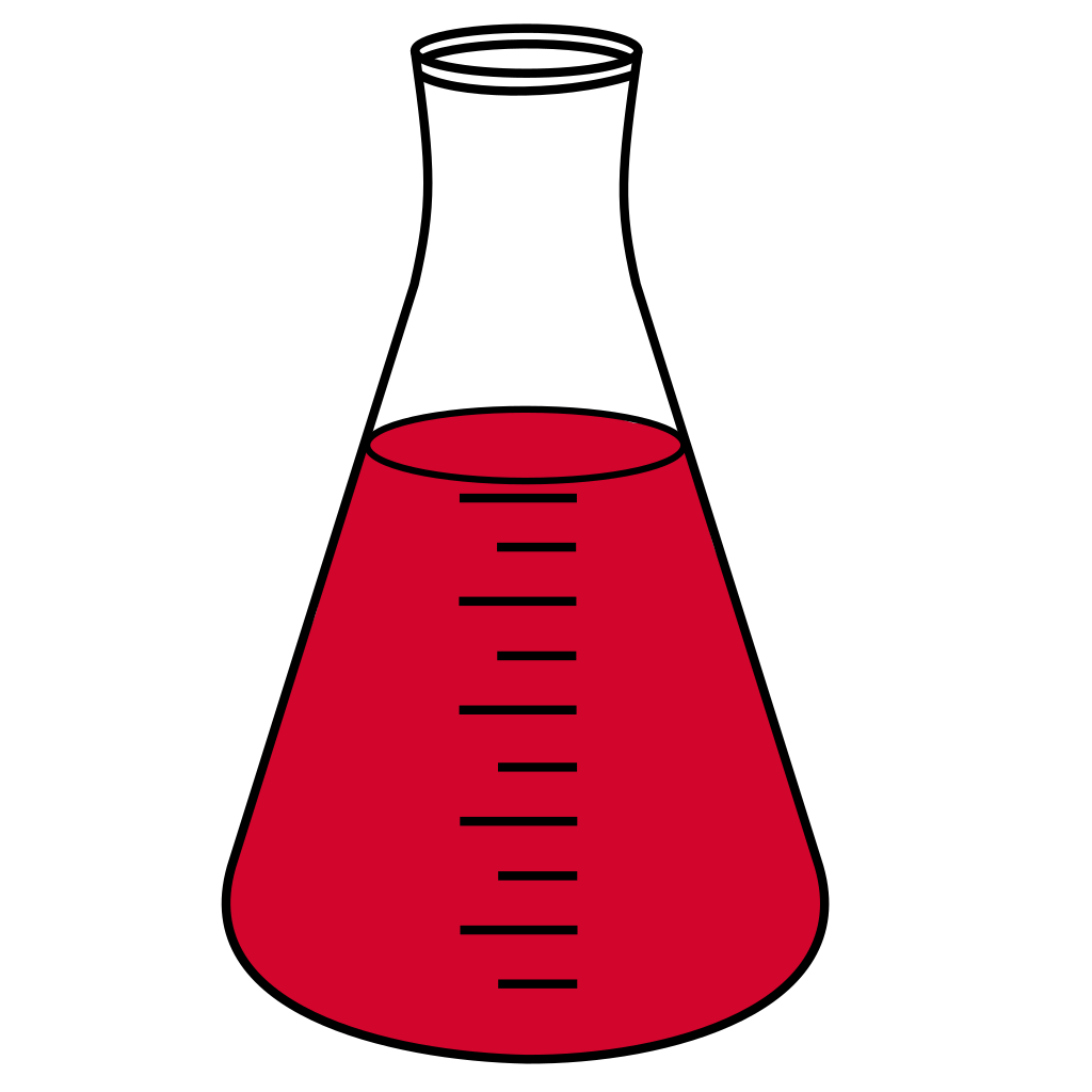 Red filled Erlenmeyer - Lab icon