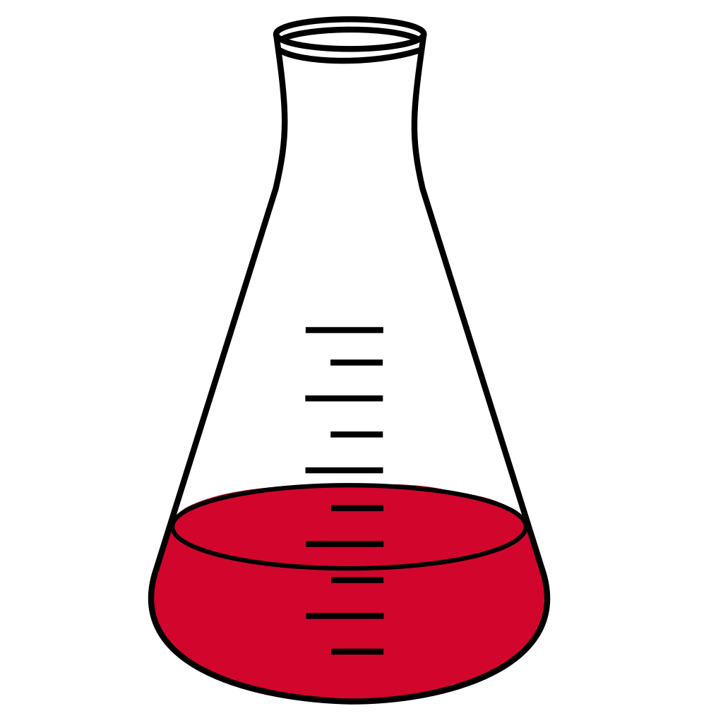 3/10 Red filled Erlenmeyer - Lab icon