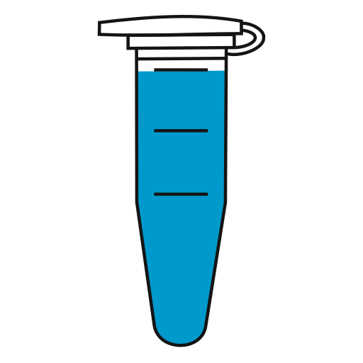  Light blue filled eppendorf tube with conical bottom and snap cap open - Flat Icon PNG-