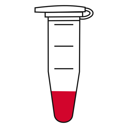3/10  Red filled eppendorf tube with conical bottom and snap cap open - Flat Icon PNG