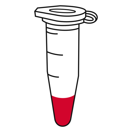 3/10  Red filled eppendorf tube with conical bottom and snap cap closed - Lab icon