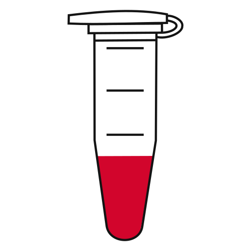 4/10 Red filled eppendorf tube with conical bottom and snap cap open - Flat Icon PNG