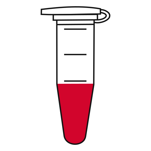 5/10  Red filled eppendorf tube with conical bottom and snap cap open - Flat Icon PNG