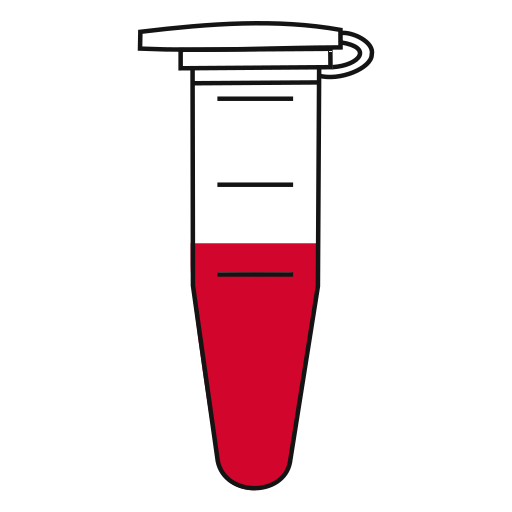6/10  Red filled eppendorf tube with conical bottom and snap cap open - Flat Icon PNG