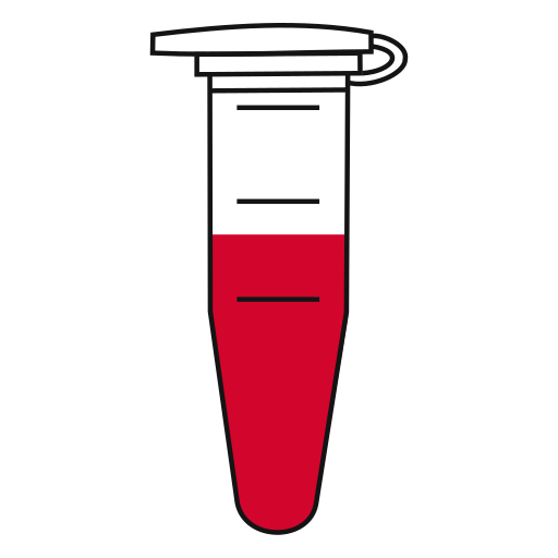 7/10  Red filled eppendorf tube with conical bottom and snap cap open - Flat Icon PNG