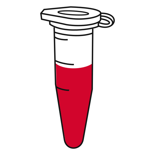 8/10  Red filled eppendorf tube with conical bottom and snap cap closed - Lab icon