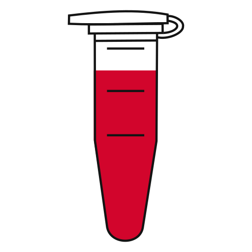 9/10  Red filled eppendorf tube with conical bottom and snap cap open - Flat Icon PNG