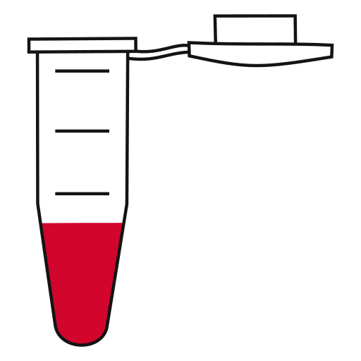 4/10 Red filled eppendorf tube with conical bottom and snap cap open -Flat Icon PNG