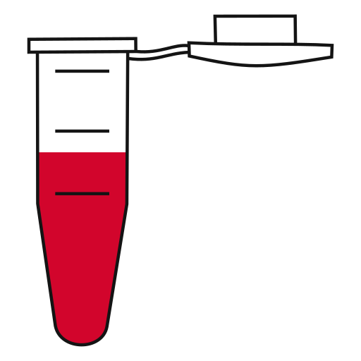 7/10  Red filled eppendorf tube with conical bottom and snap cap open -Flat Icon PNG