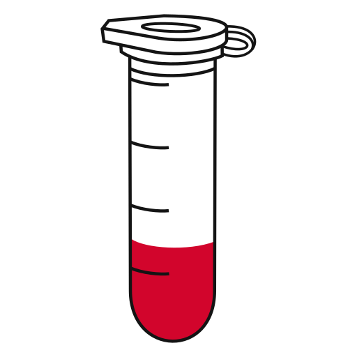 2/10  Red filled eppendorf tube with round bottom and snap cap closed - Lab icon