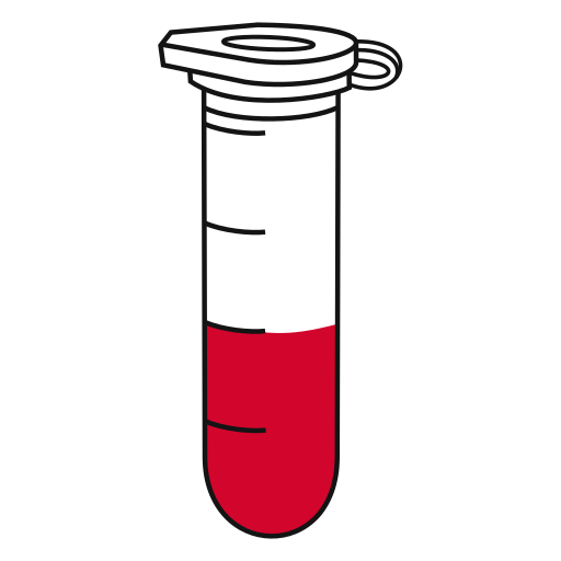 4/10 Red filled eppendorf tube with round bottom and snap cap closed - Lab icon