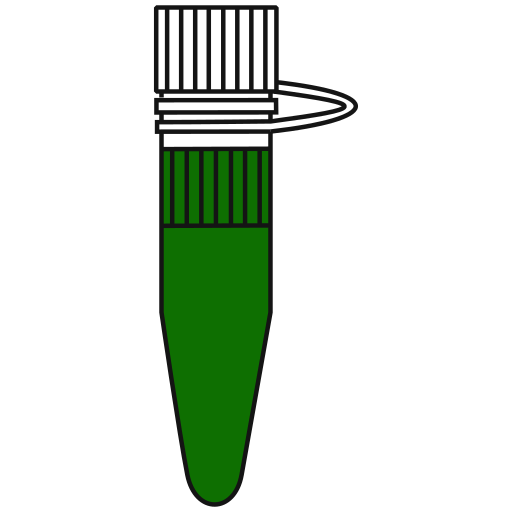   green filled eppendorf tube with conical bottom and snap cap open - Flat Icon PNG-