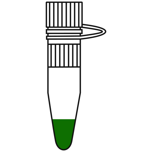 4/10 green filled eppendorf tube with conical bottom and snap cap open - Flat Icon PNG