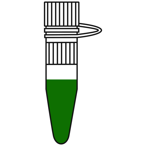 8/10  green filled eppendorf tube with conical bottom and snap cap open - Flat Icon PNG