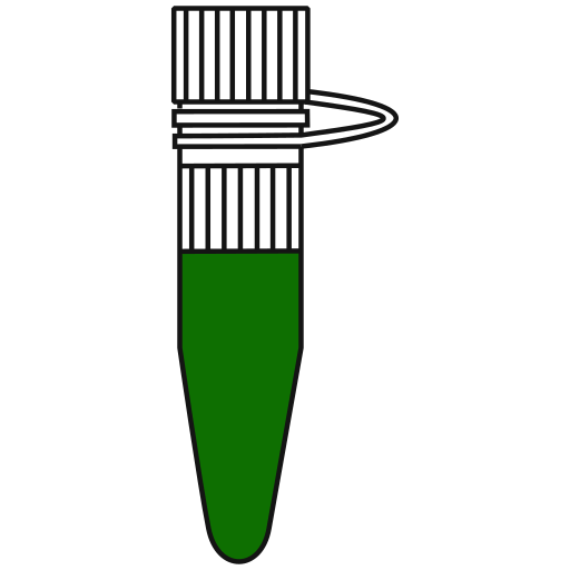 9/10  green filled eppendorf tube with conical bottom and snap cap open - Flat Icon PNG