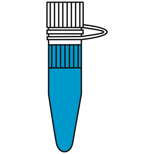   light-blue filled eppendorf tube with conical bottom and snap cap open - Flat Icon PNG-