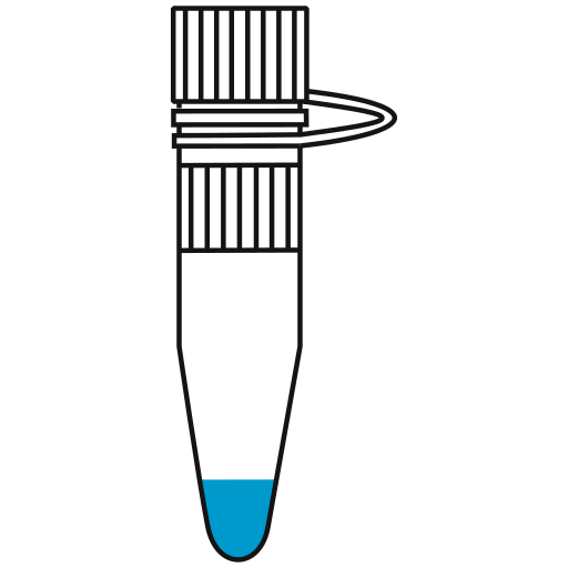 3/10  light-blue filled eppendorf tube with conical bottom and snap cap open - Flat Icon PNG