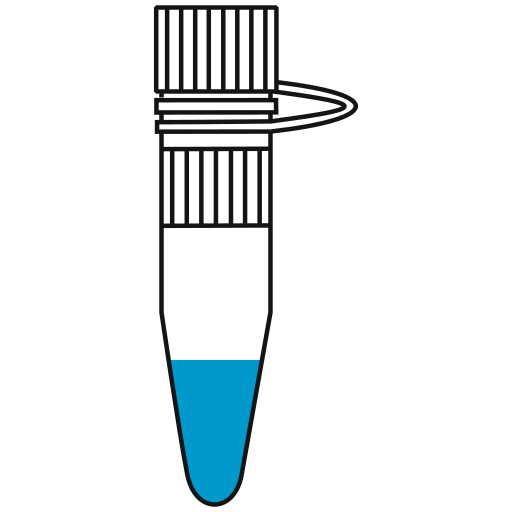 5/10  light-blue filled eppendorf tube with conical bottom and snap cap open - Flat Icon PNG