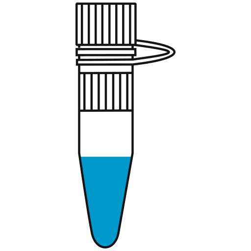 6/10  light-blue filled eppendorf tube with conical bottom and snap cap open - Flat Icon PNG
