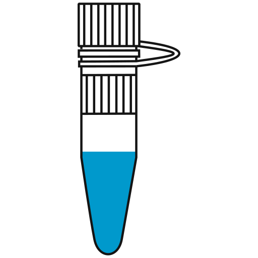 7/10  light-blue filled eppendorf tube with conical bottom and snap cap open - Flat Icon PNG