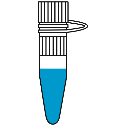 8/10  light-blue filled eppendorf tube with conical bottom and snap cap open - Flat Icon PNG