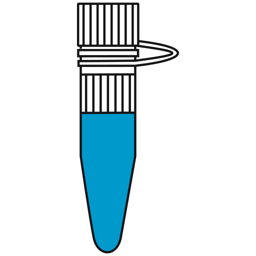 9/10  light-blue filled eppendorf tube with conical bottom and snap cap open - Flat Icon PNG