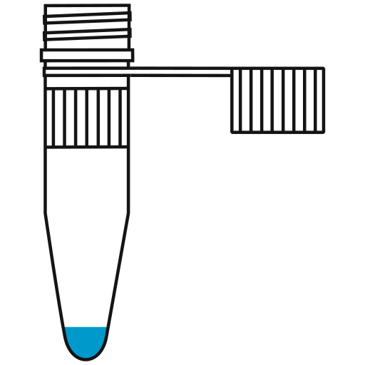 2/10  light-blue filled eppendorf tube with conical bottom and snap cap open -Flat Icon PNG