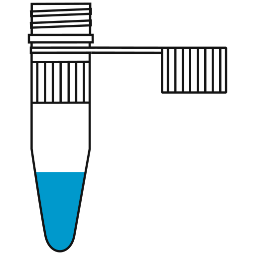 5/10  light-blue filled eppendorf tube with conical bottom and snap cap open -Flat Icon PNG