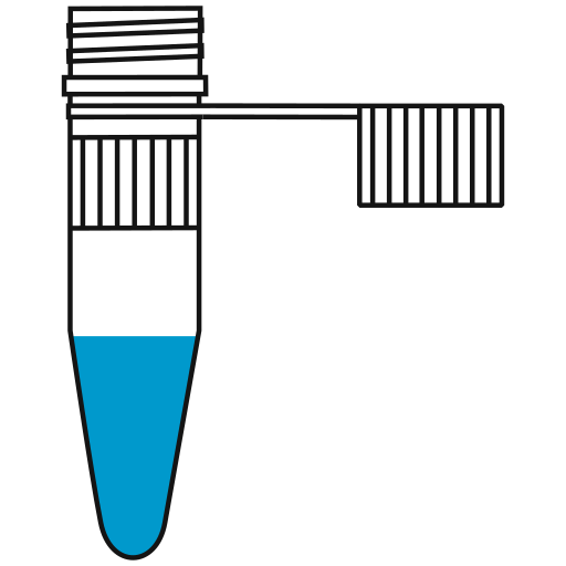 6/10  light-blue filled eppendorf tube with conical bottom and snap cap open -Flat Icon PNG