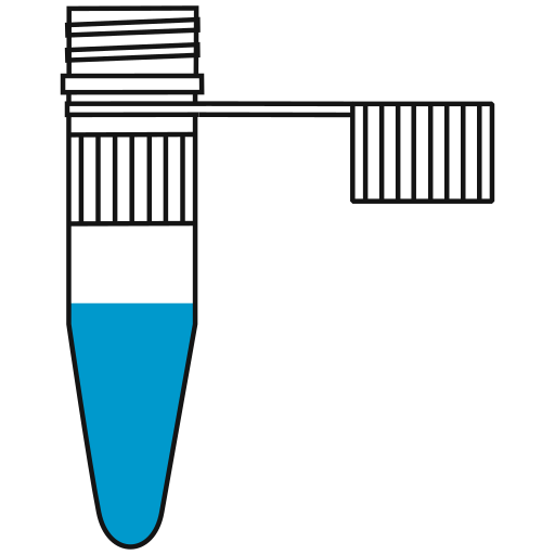 7/10  light-blue filled eppendorf tube with conical bottom and snap cap open -Flat Icon PNG