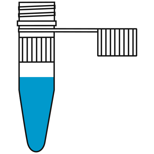8/10  light-blue filled eppendorf tube with conical bottom and snap cap open -Flat Icon PNG