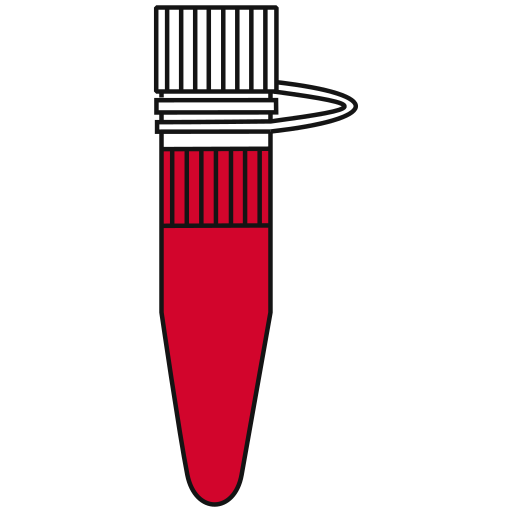   red filled eppendorf tube with conical bottom and snap cap open - Flat Icon PNG-