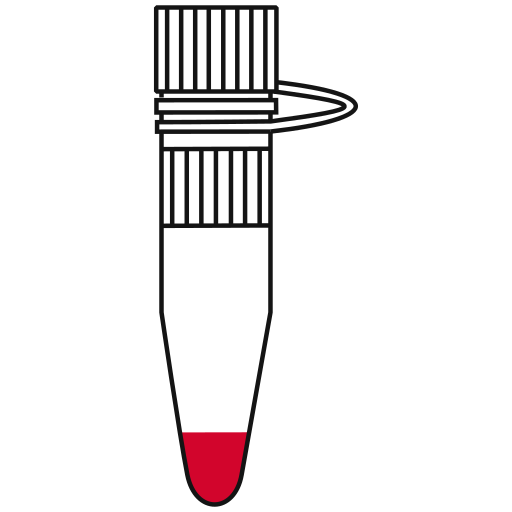 3/10  red filled eppendorf tube with conical bottom and snap cap open - Flat Icon PNG