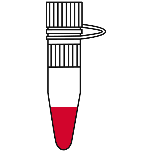 5/10  red filled eppendorf tube with conical bottom and snap cap open - Flat Icon PNG